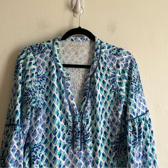 Lily Pulitzer Joy Blue Printed Pineapple Tunic Dress - Picture 4 of 10